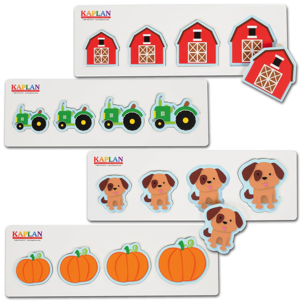 Kaplan Early Learning Company Size and Sequence Farm Puzzles - Set of 4