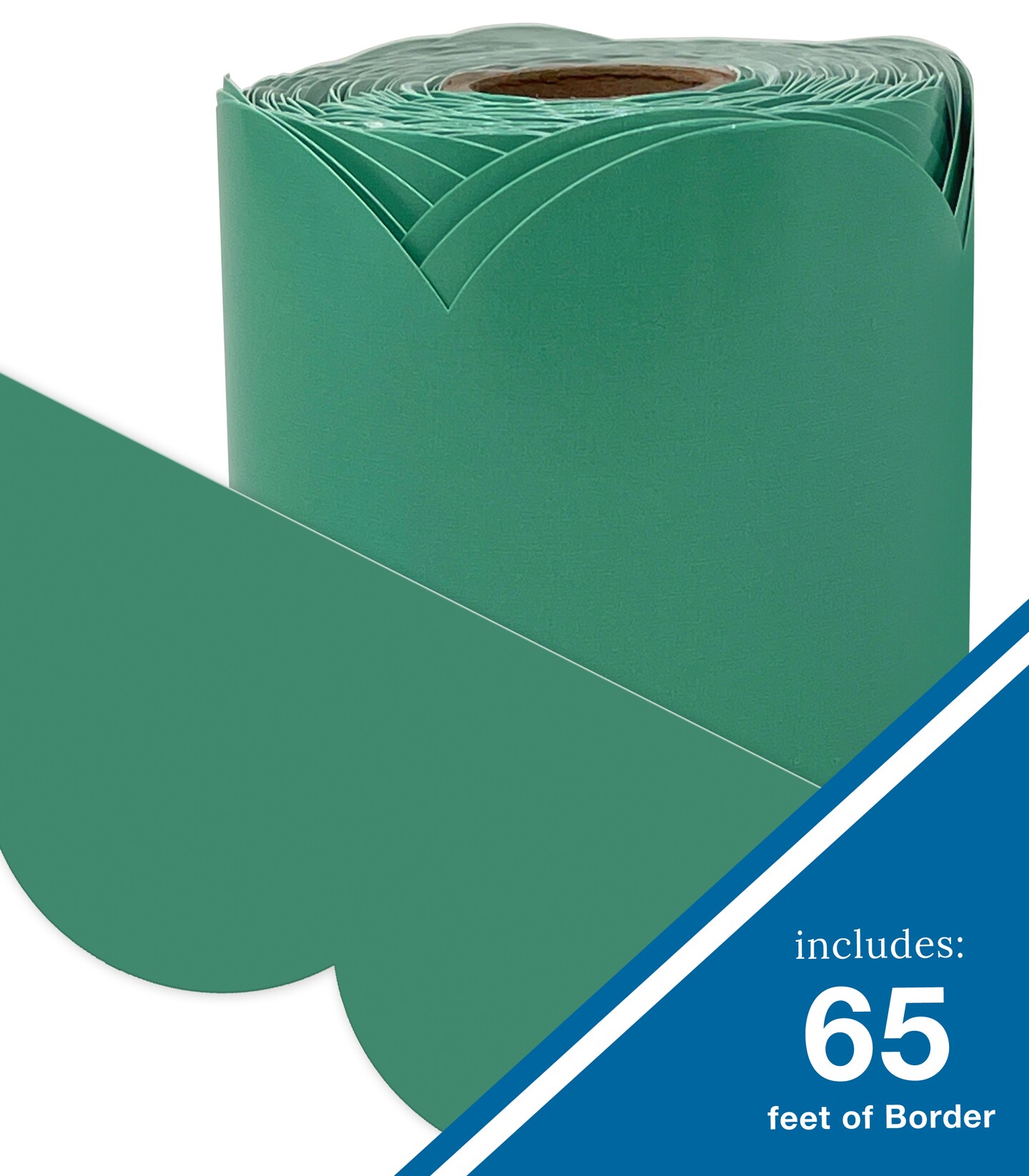 Carson Dellosa Grow Together 65Ft of Jade Green Bulletin Board Borders, 1 Roll of Scalloped Trim for Rolling Whiteboard, Cork and Posterboard, St Patricks Day, Christmas Decorations, Classroom Decor