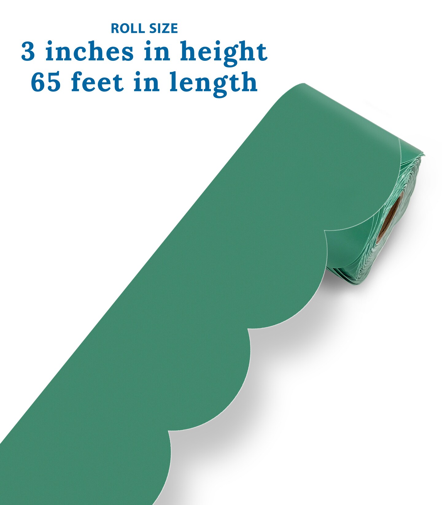 Carson Dellosa Grow Together 65Ft of Jade Green Bulletin Board Borders, 1 Roll of Scalloped Trim for Rolling Whiteboard, Cork and Posterboard, St Patricks Day, Christmas Decorations, Classroom Decor
