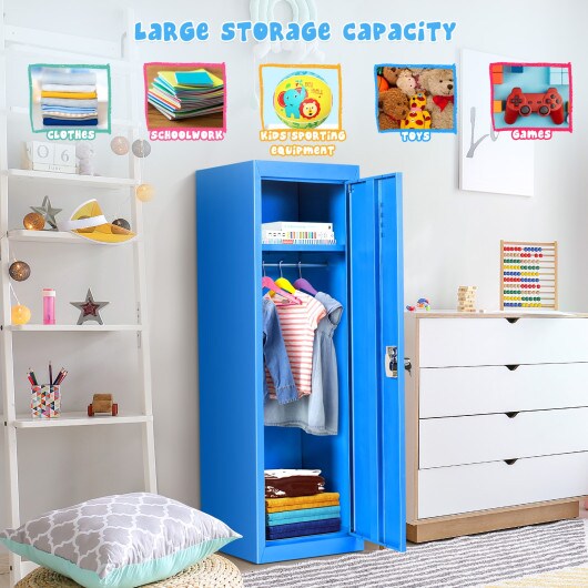 48 Inch Kid Safe Storage Children Single Tier Metal Locker-Blue