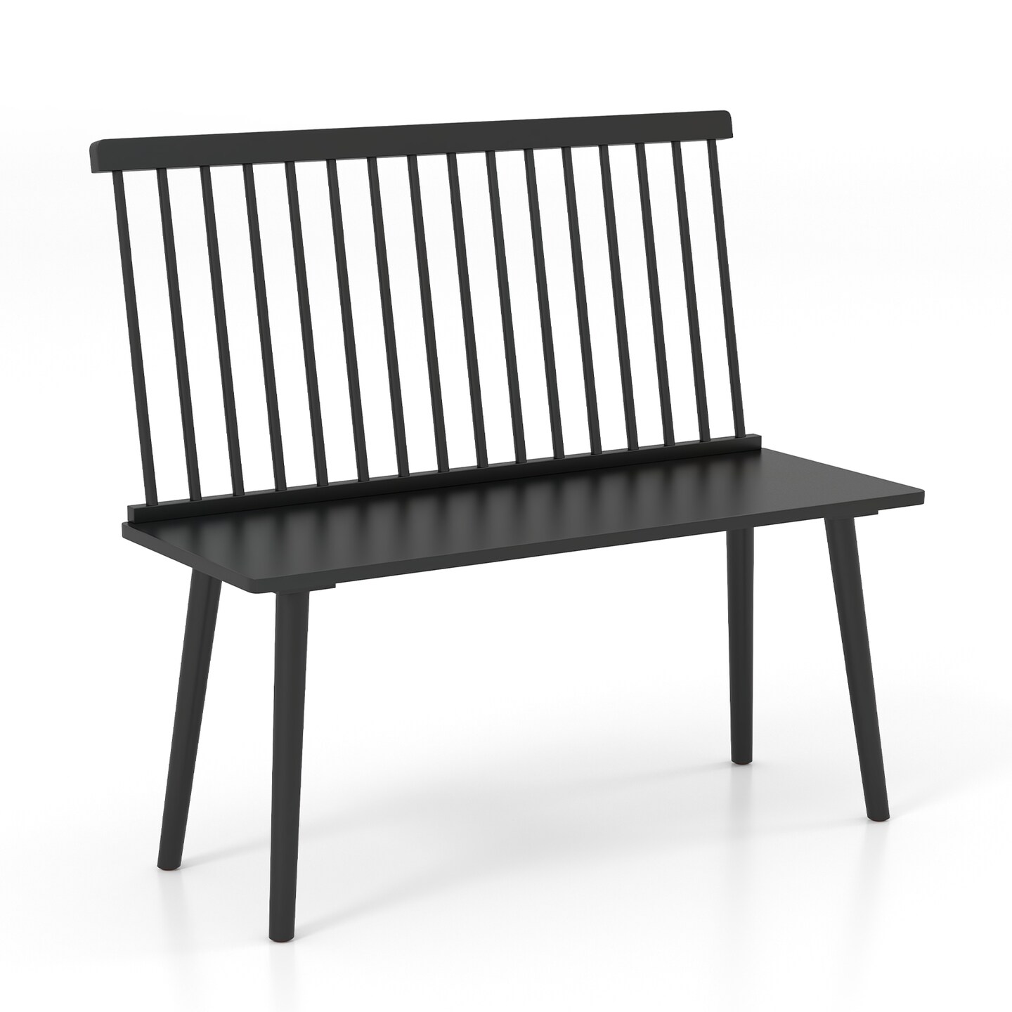 Entryway Bench For 2 With Spindle Back For Kitchen Dining Room Hallway-black