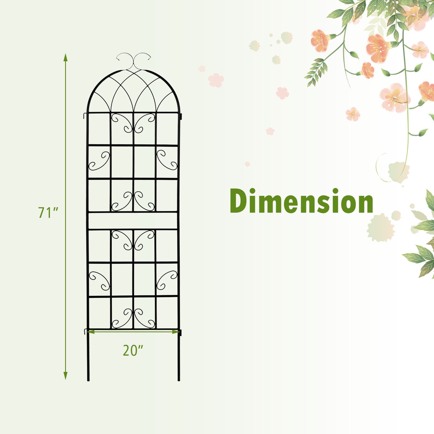 71 X 20 Inch Metal Garden Trellis For Climbing Plants-Set of 2