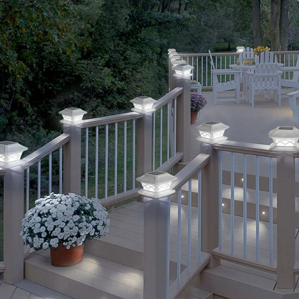 2pcs Solar Post Deck Cap light Vinyl Fence Light Landscape Lamp fit 4x4 5xx5 6x6