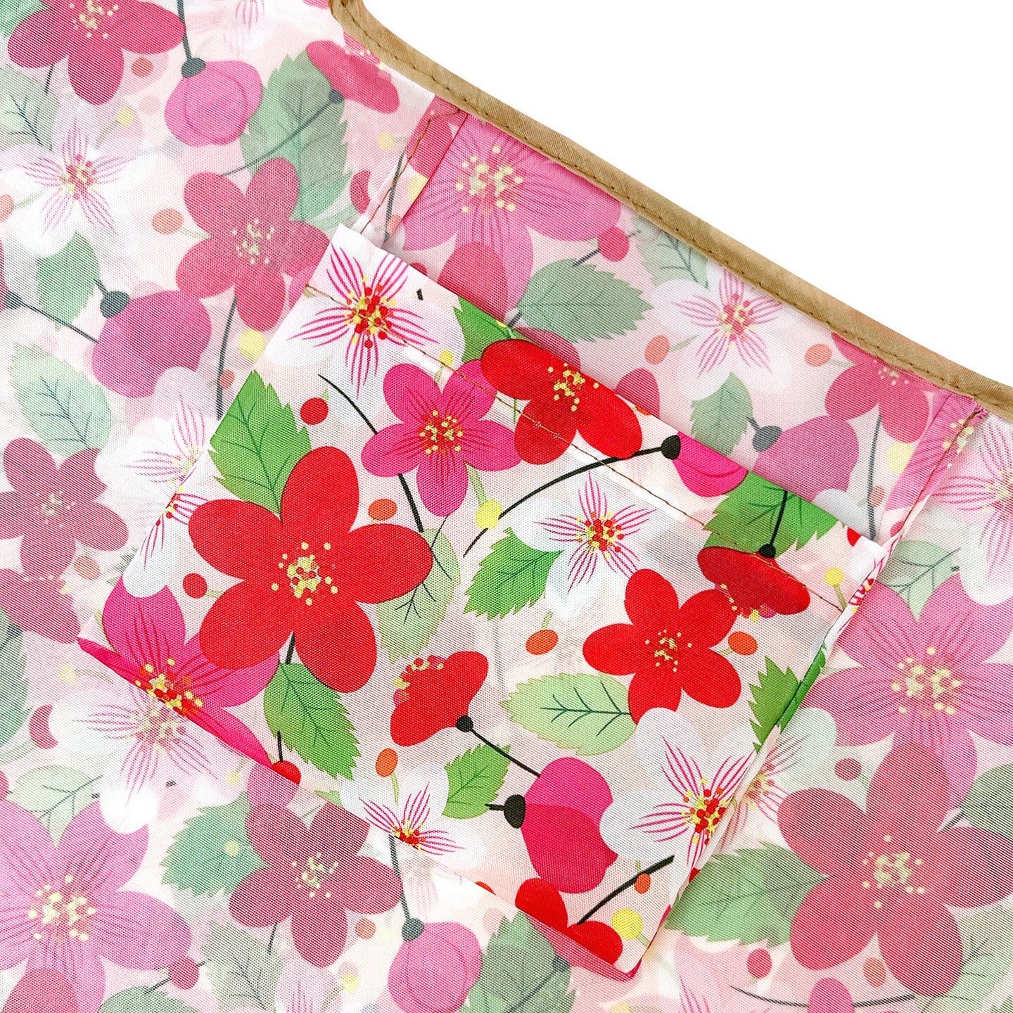 Wrapables Large Foldable Tote Nylon Reusable Grocery Bags, Sakura