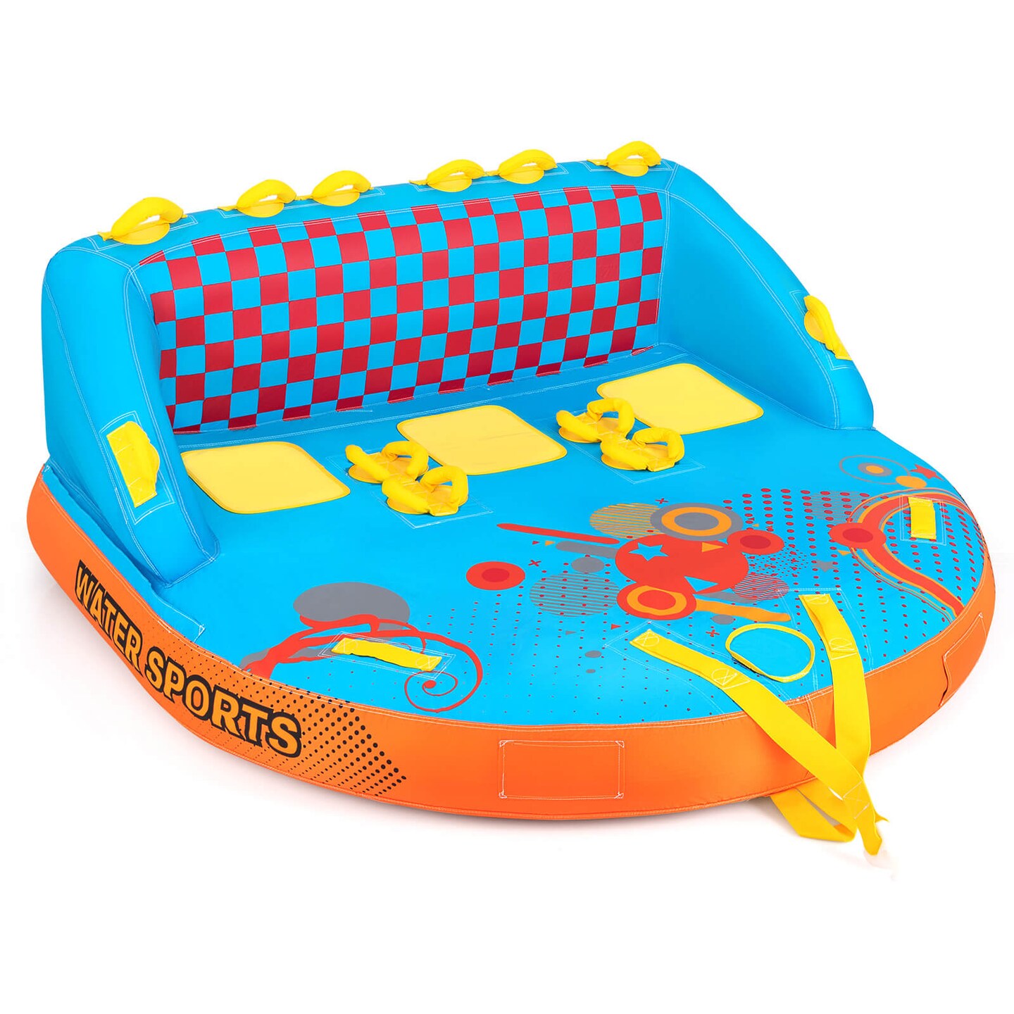 Costway Towable Tube for Boating 3 Riders with Front & Back Tow Points for Towing Rider