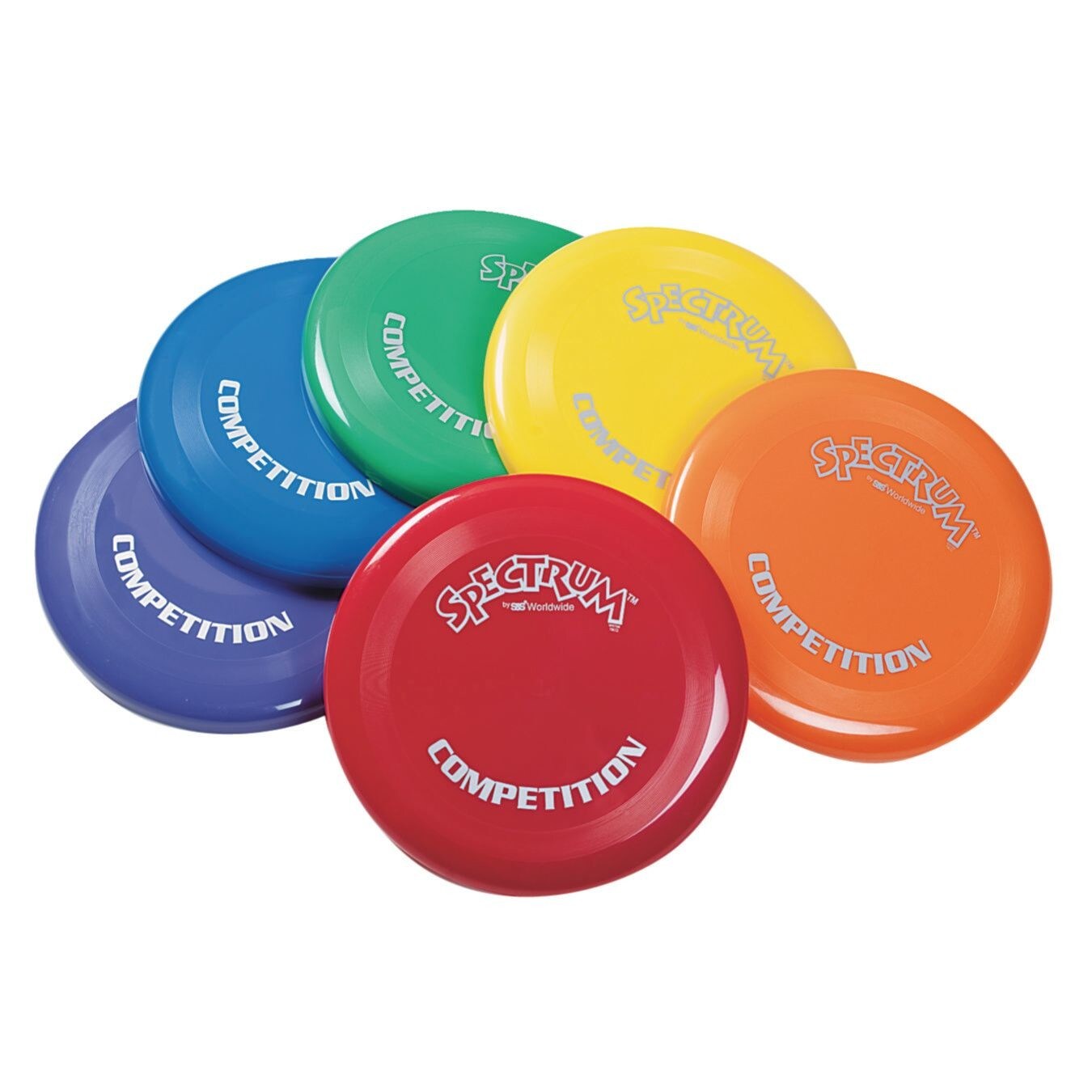 S&S Worldwide Competition 10" Flying Disc Set. 10" Diameter Flying Discs Weigh about 120 Grams Each. Durable and Economical. Great for Catch, Ultimate Frisbee and More. 6 Color Set.