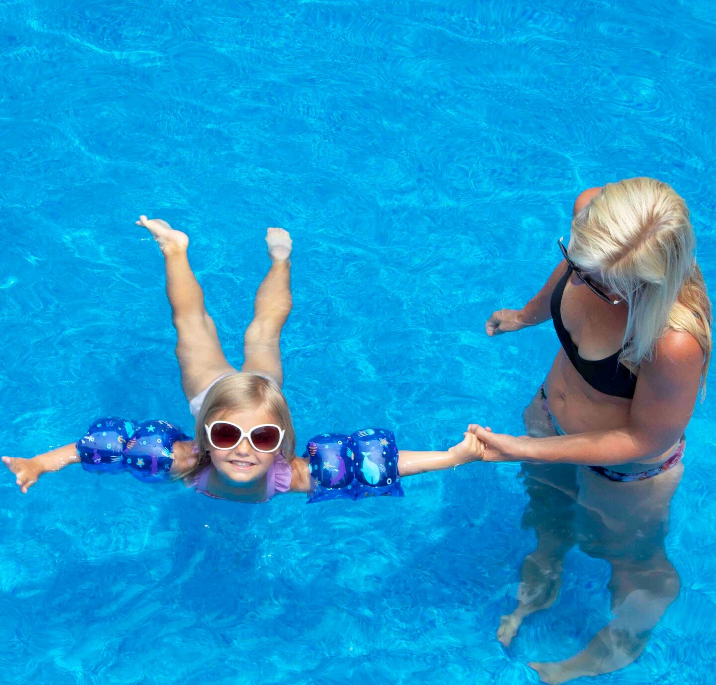 Swimline Set of 2 Inflatable Blue Nautical Arm Floats 7.5&#x22;