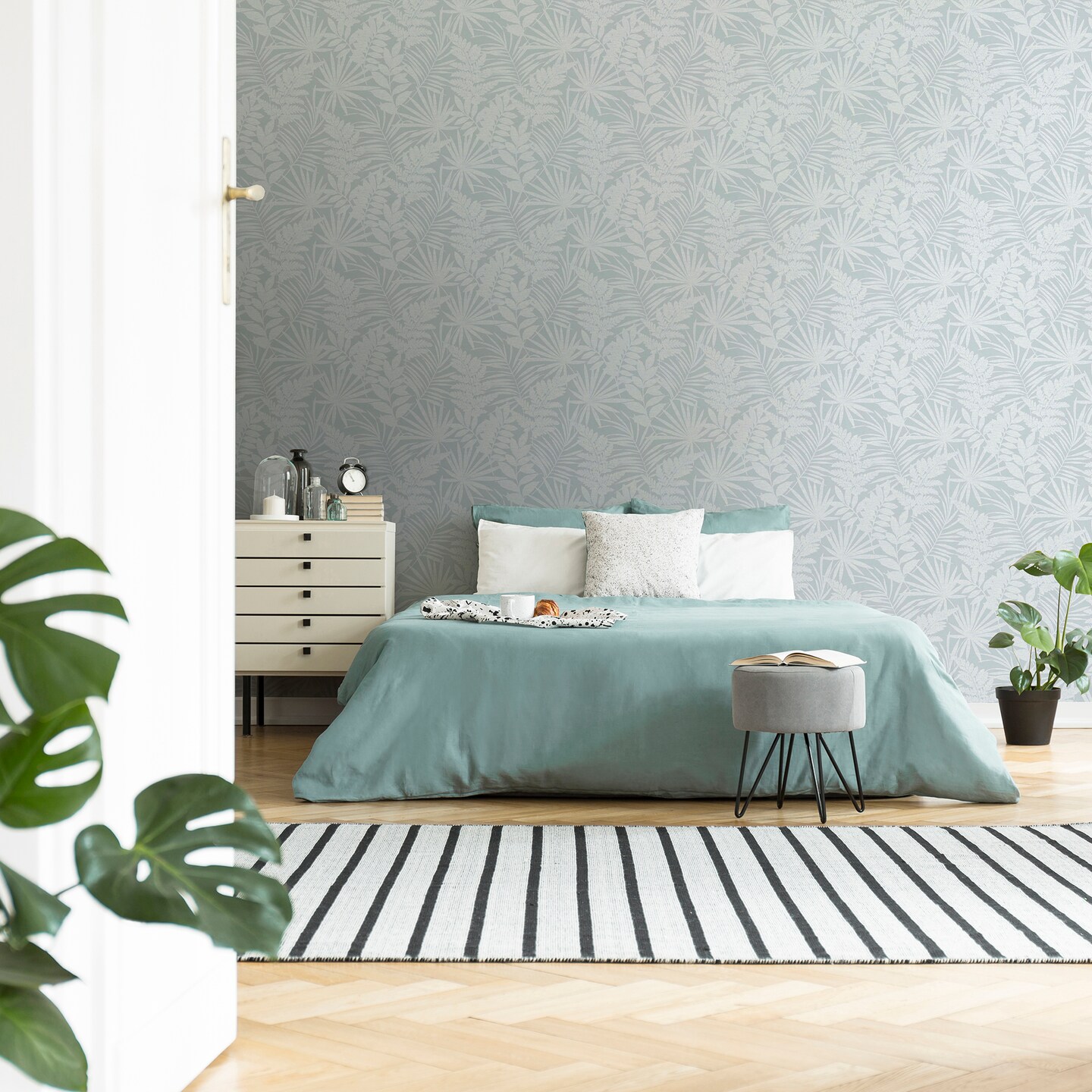 Fern Duck Egg Wallpaper