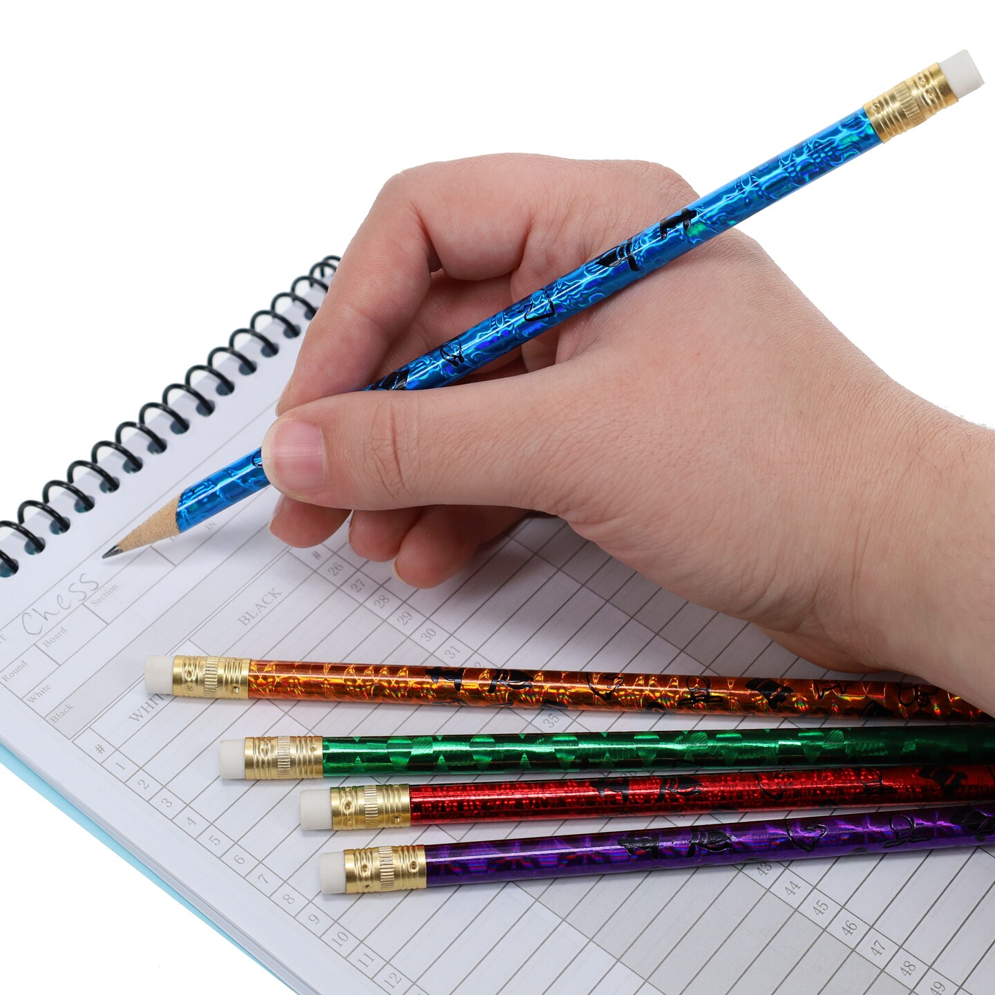 WE Games Chess Themed Wooden Pencils - Pack of 5 for Prizes and Parties