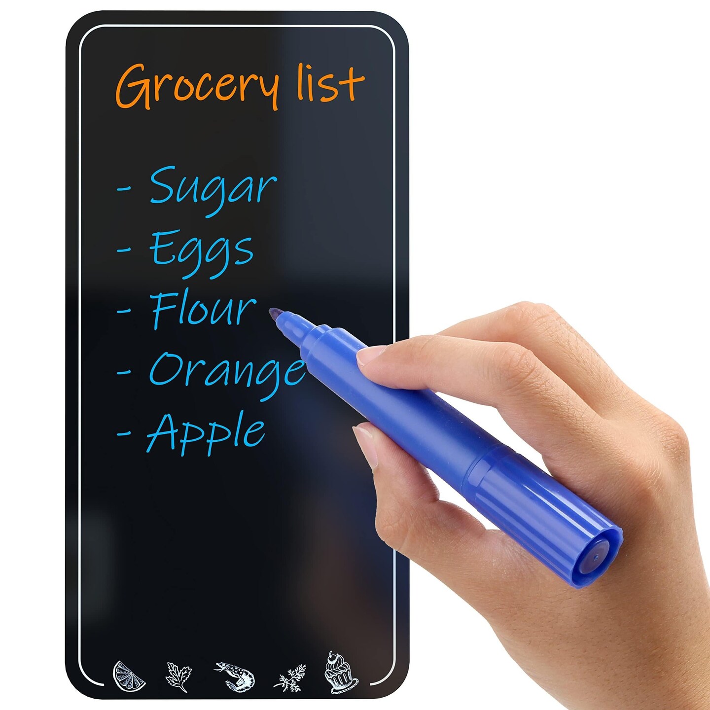 Dry Erase Magnetic Grocery Shopping List for Fridge   Small Reusable Shopping List Black   Fridge Grocery List Magnet   Chalkboard Shopping List   Blackboard Grocery Shopping List for Refrigerator