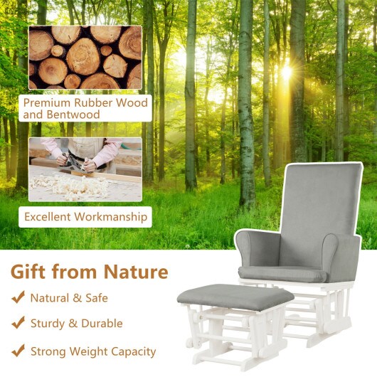 Baby Nursery Relax Rocker Rocking Chair Glider &#x26; Ottoman Set