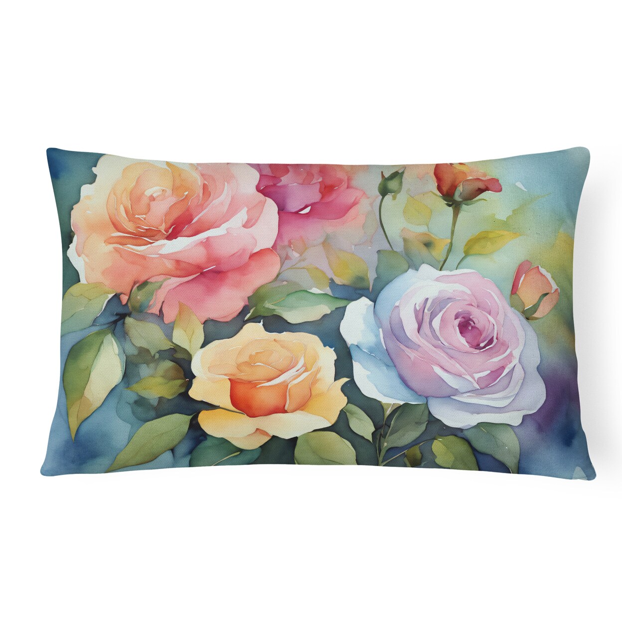 Caroline&#x27;s Treasures Roses in Watercolor Fabric Decorative Pillow DAC1608