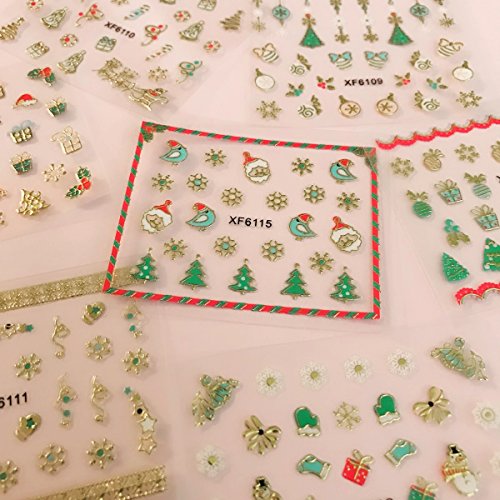 Wrapables 1200+ Festive Holiday Nail Stickers Christmas Nail Art Stickers (50 sheets)