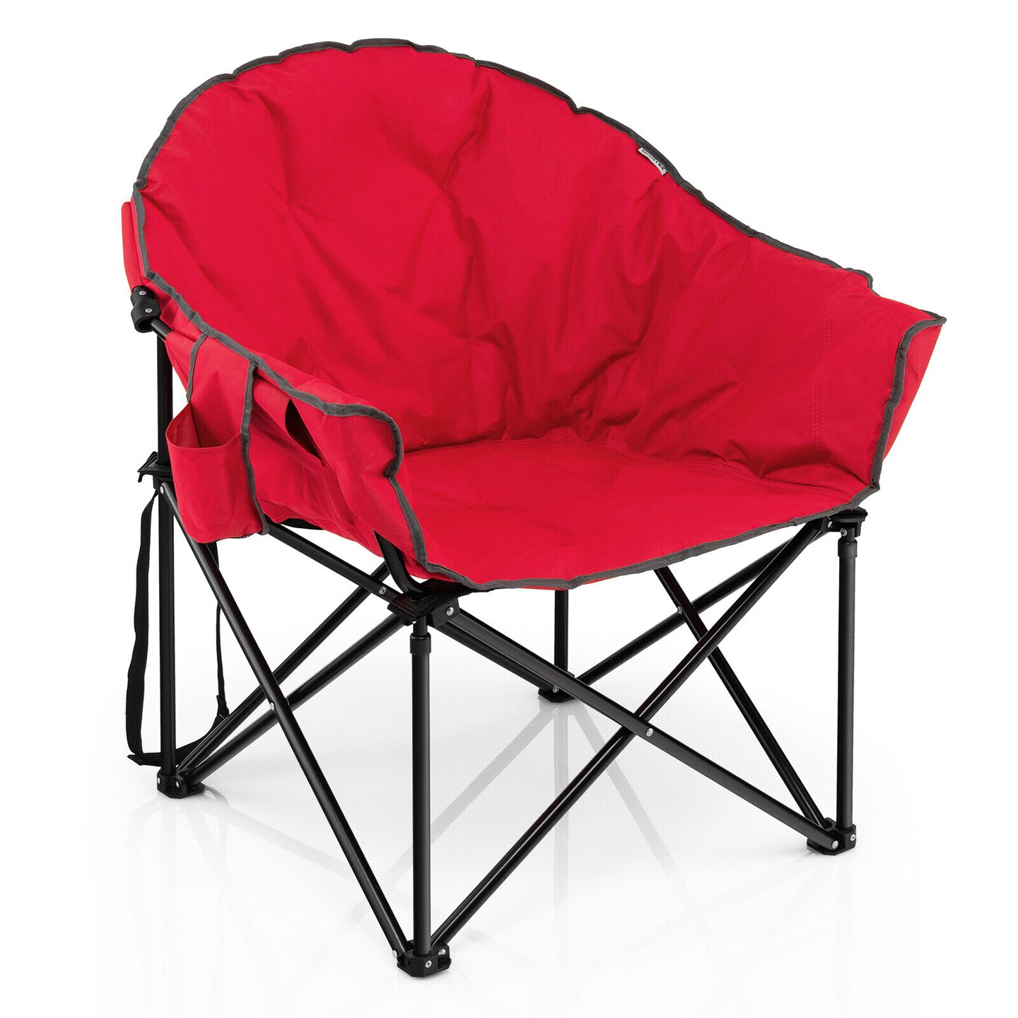 Folding Camping Moon Padded Chair with Cup Holder and Carrying Bag