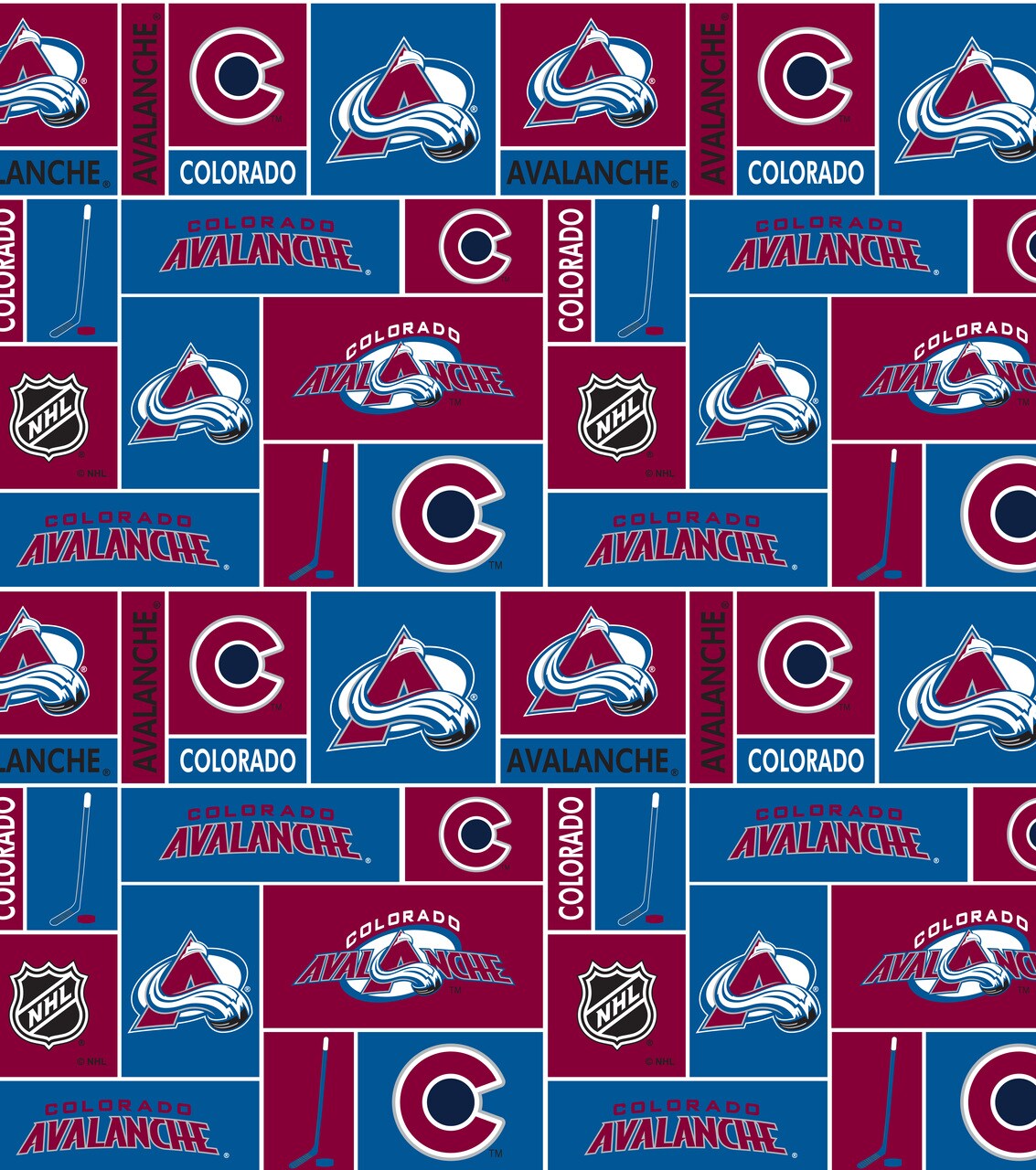 Sykel Enterprises NHL Team Fleece Blanket Fabric-Colorado Avalanche Geometric Fleece Fabric