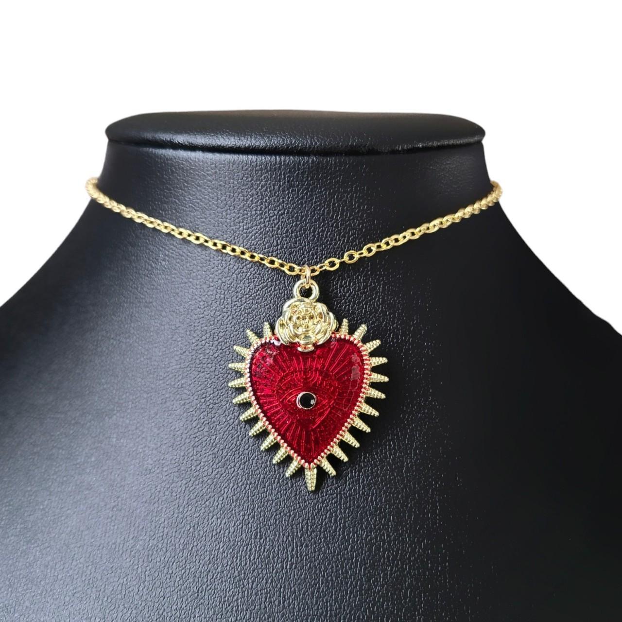 Gold Red Sacred Heart Choker | MakerPlace by Michaels