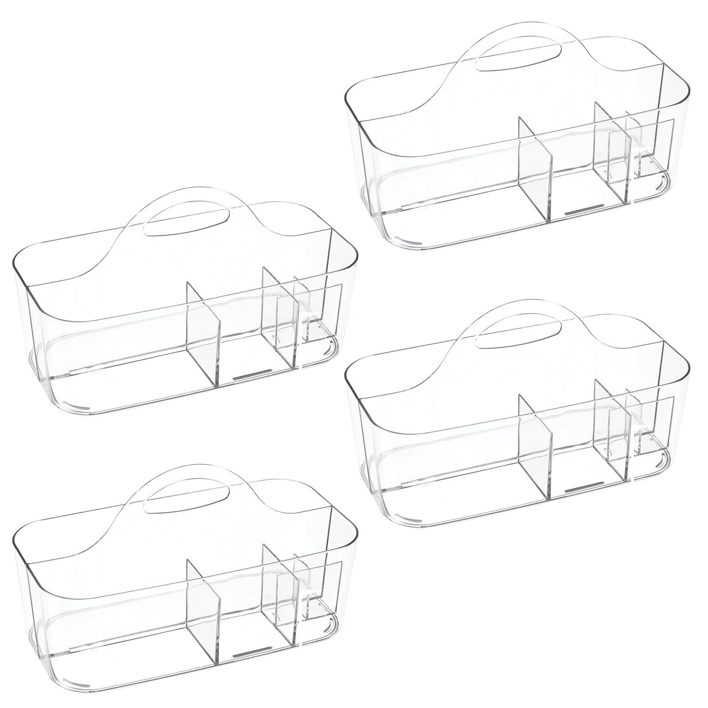 mDesign Plastic Office Storage Organizer Caddy Tote with Handle, 4 Pack - Clear
