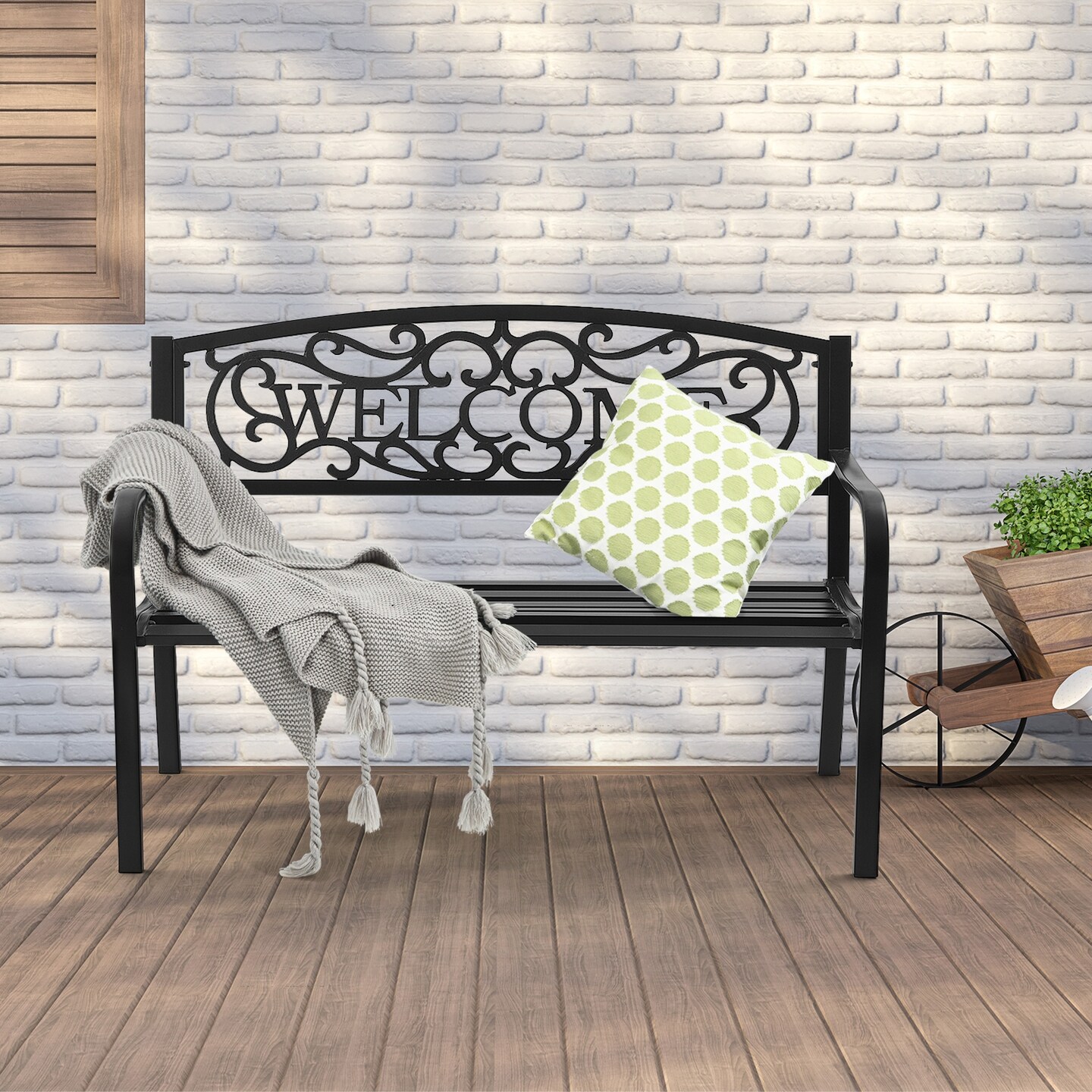Outdoor Furniture Steel Frame Porch Garden Bench