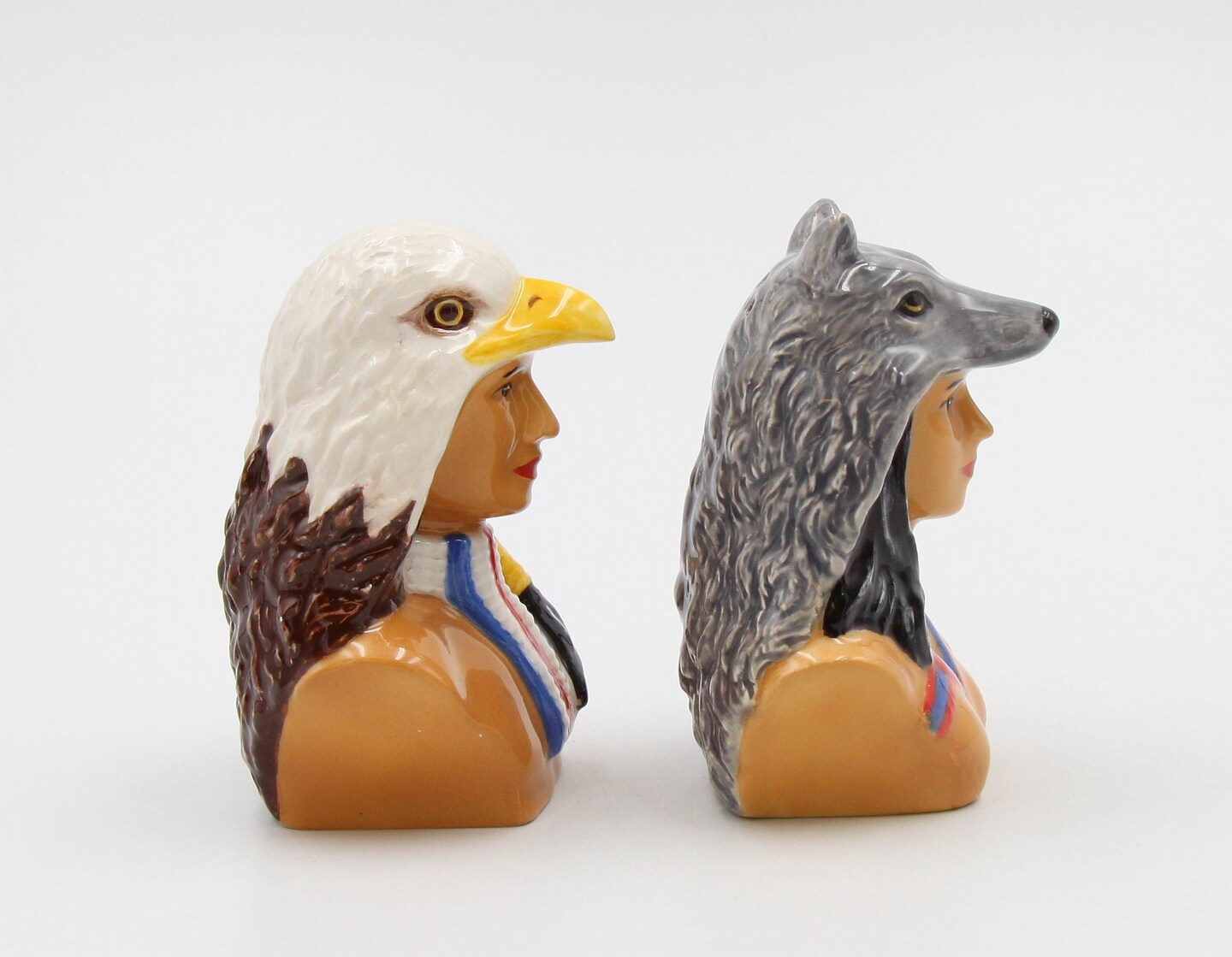 Ceramic Native American Indian Salt And Pepper Shakers, Home D&#xE9;cor, Gift for Her, Gift for Mom, Kitchen D&#xE9;cor