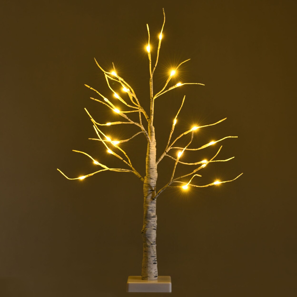 2 Ft Pre-Lit White Birch Tree Artificial Twig Birch Tree Christmas Decoration