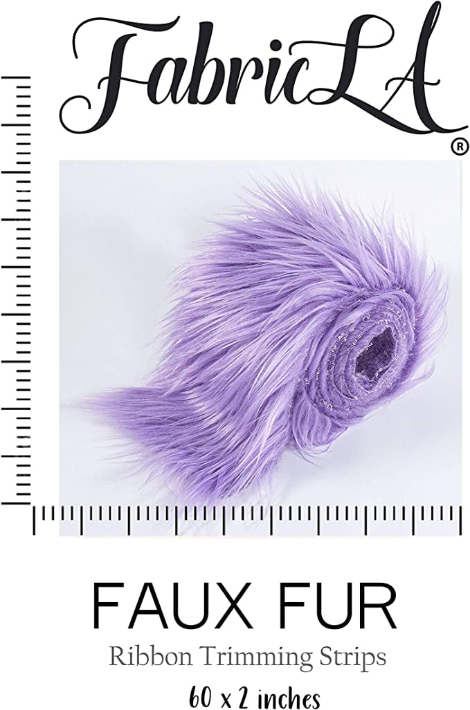 FabricLA Faux Fur Fabric | Precut Fake Fur Trim Rolls | 2&#x201D; x 60&#x201D; inch Wide Ribbon | Peach