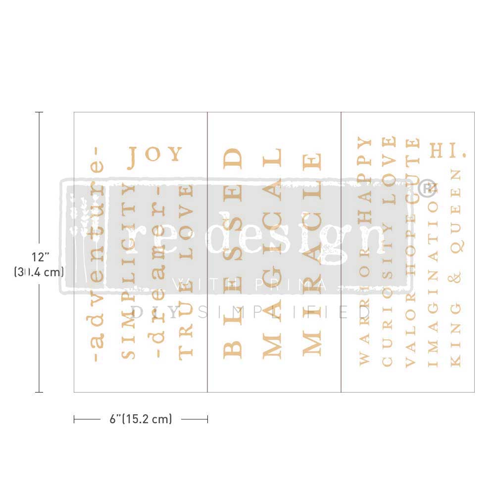 Powerful Words - Small Transfers 6&#x22;x12&#x22; 3 sheets Rub on Transfers for Furniture Vintage Rub on Transfers Stickers for Crafts Classic Spring Summer Autumn Decoration Transfers