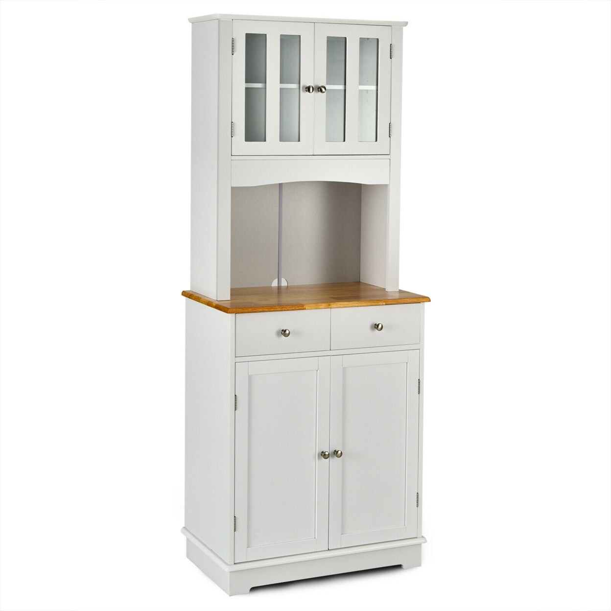 Gymax Buffet Hutch Kitchen Storage Cabinet w/ Microwave Stand Storage Shelves