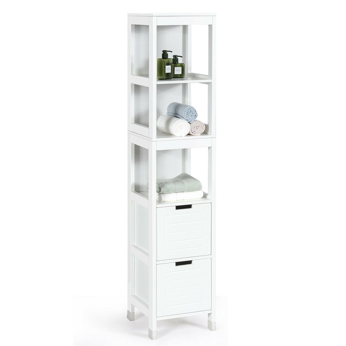 6-Tier Slim Bathroom Storage Cabinet Plastic Freestanding with