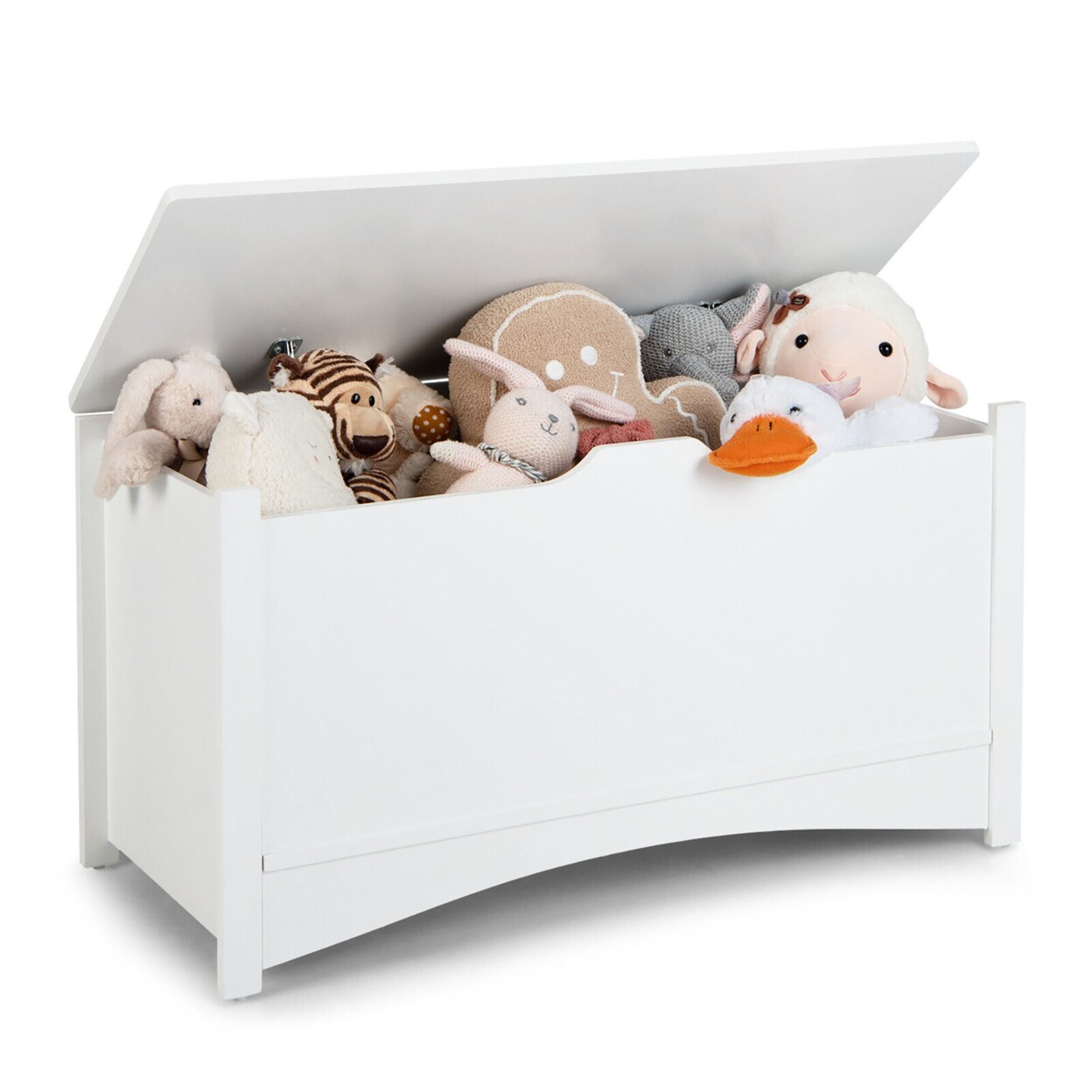Gymax Kids Toy Box Large Wooden Flip-Top Storage Chest Organizer Bench w/ Safety Hinge