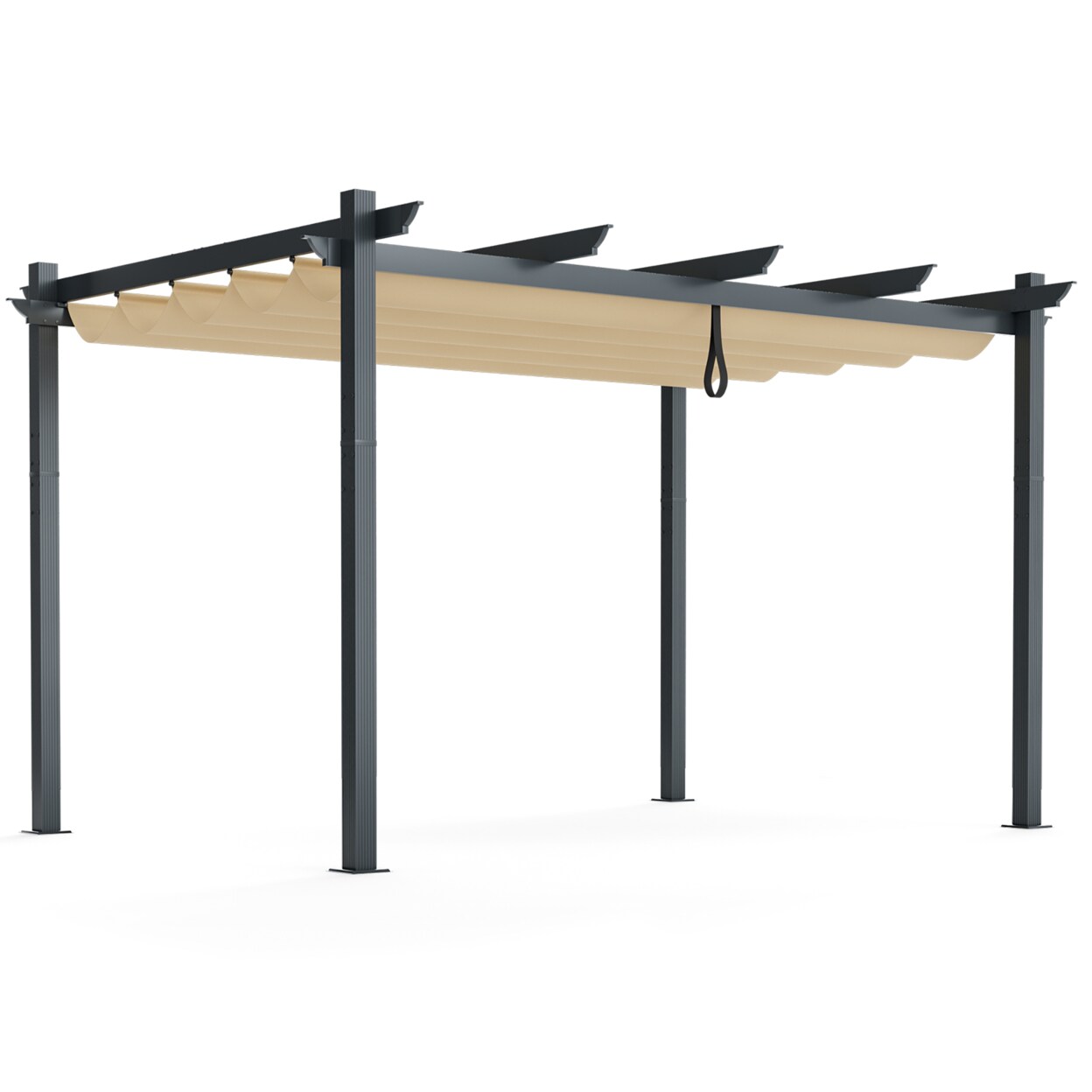 Gymax 10 x 13ft Outdoor Aluminum Retractable Pergola Canopy Shelter Grape Trellis