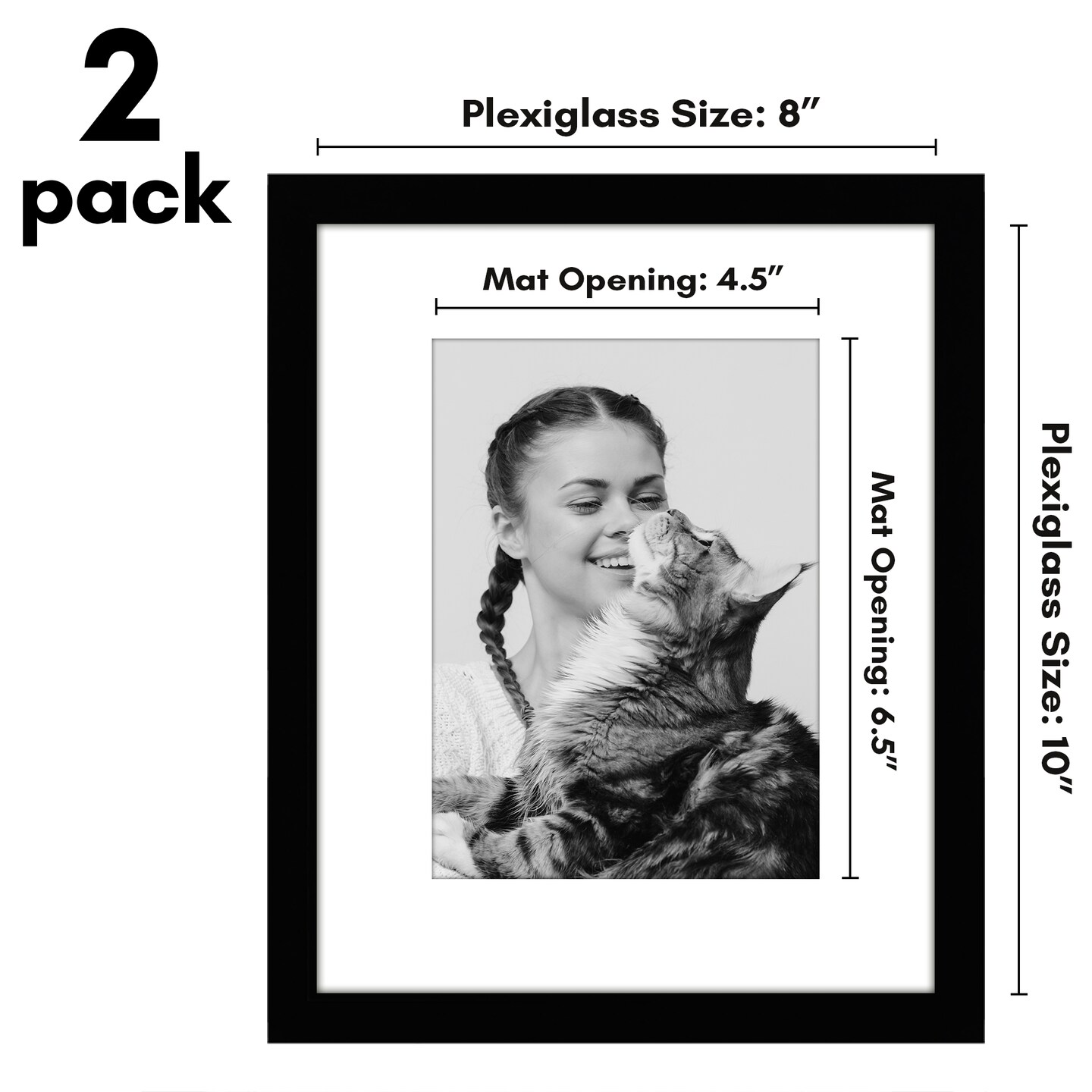 Americanflat 2 Pack of Picture Frames with Mat - Plexiglass Cover