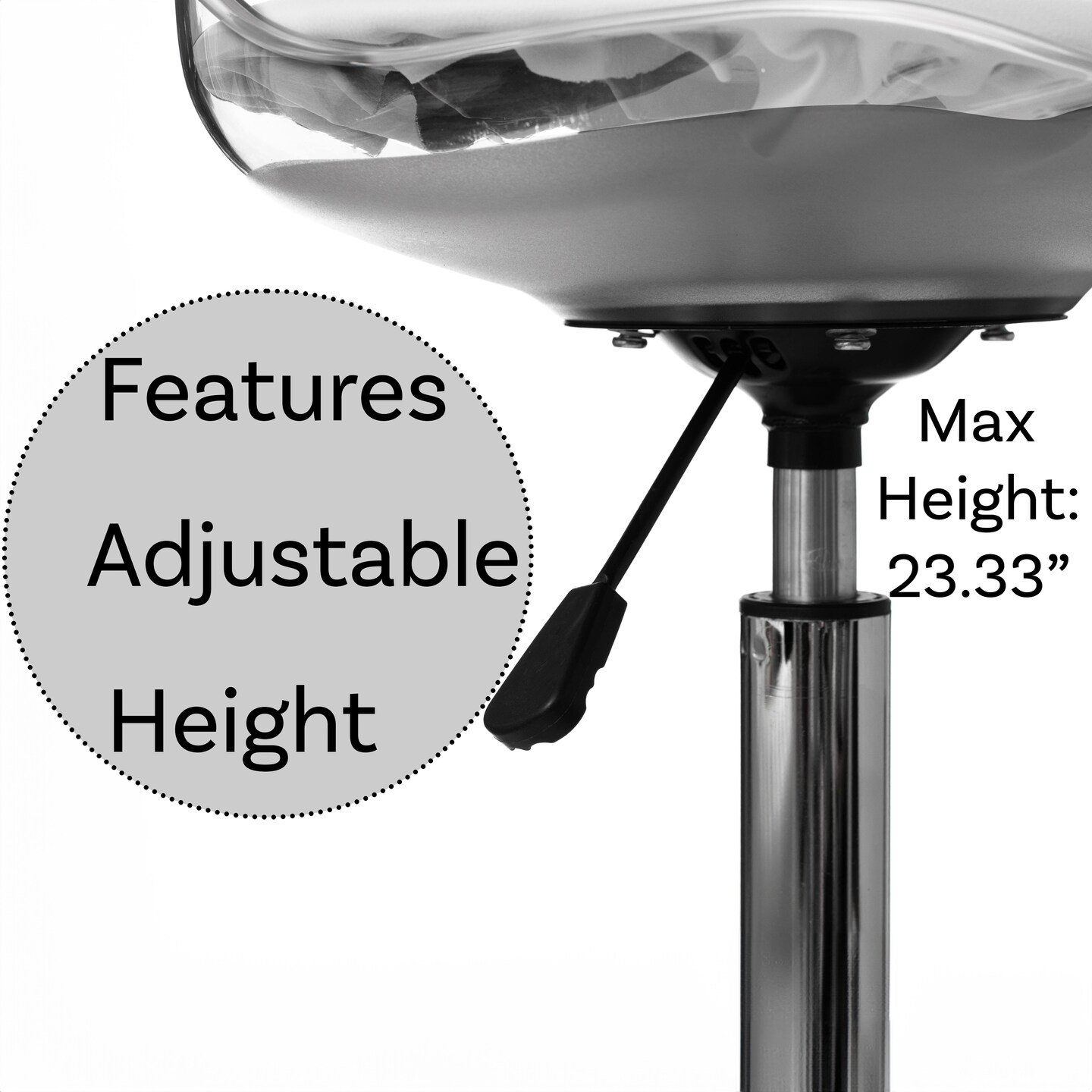 Clear Acrylic Desk Chair - Armless Office Chair, Height Adjustable, Rolling Chair - Modern Ghost Chair, Perfect for Home Office or Vanity with Swivel Function