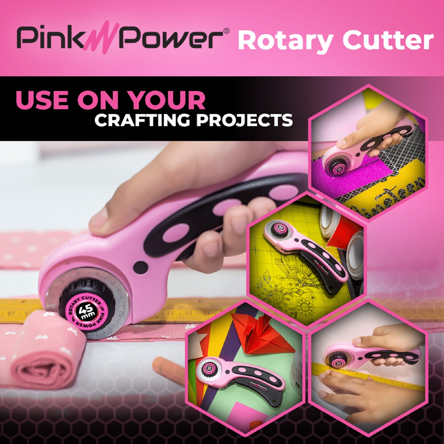 Pink Power 45mm Manual Rotary Cutter Set