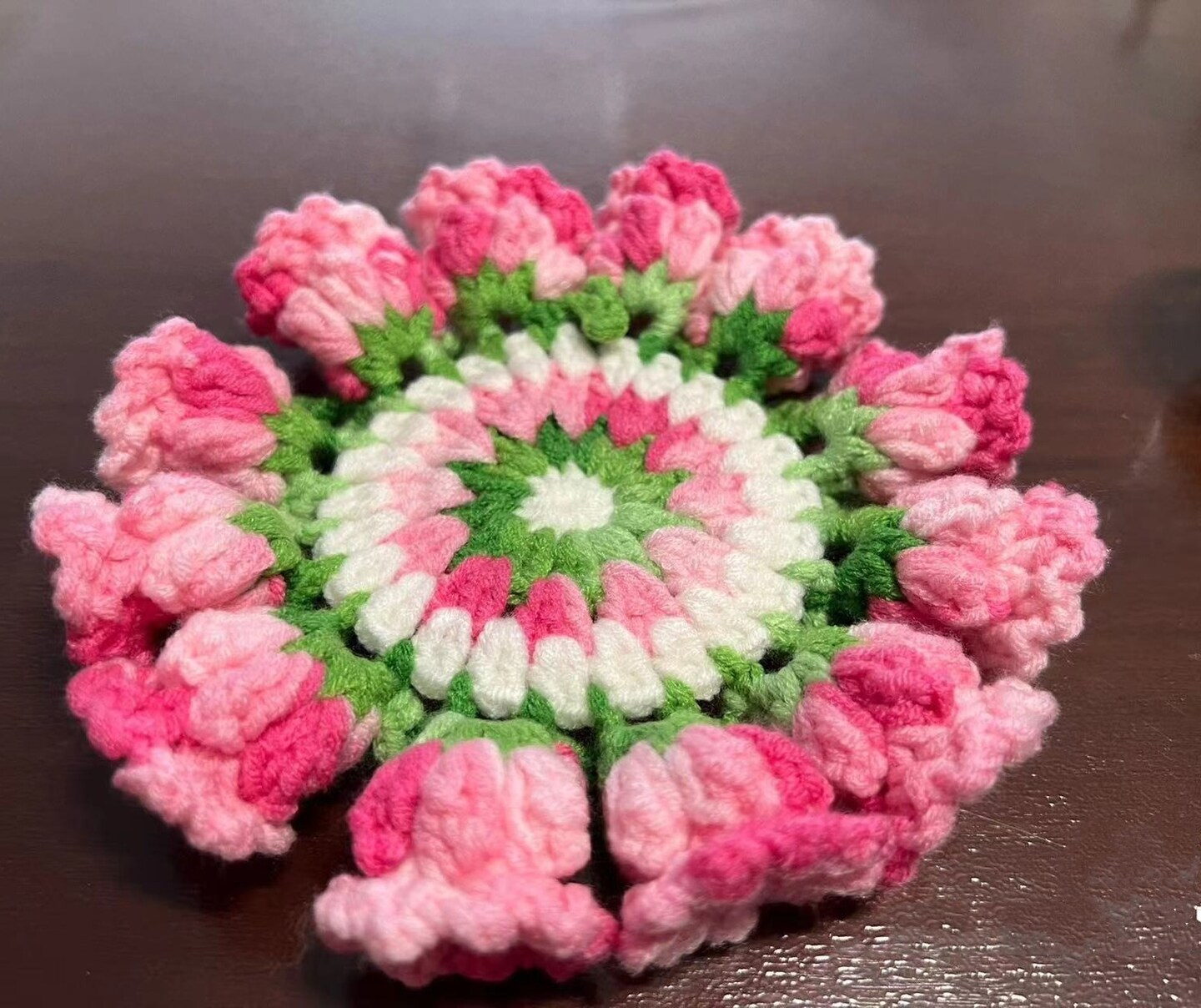 Personalized Handmade Crochet Lily of the Valley Coaster Set