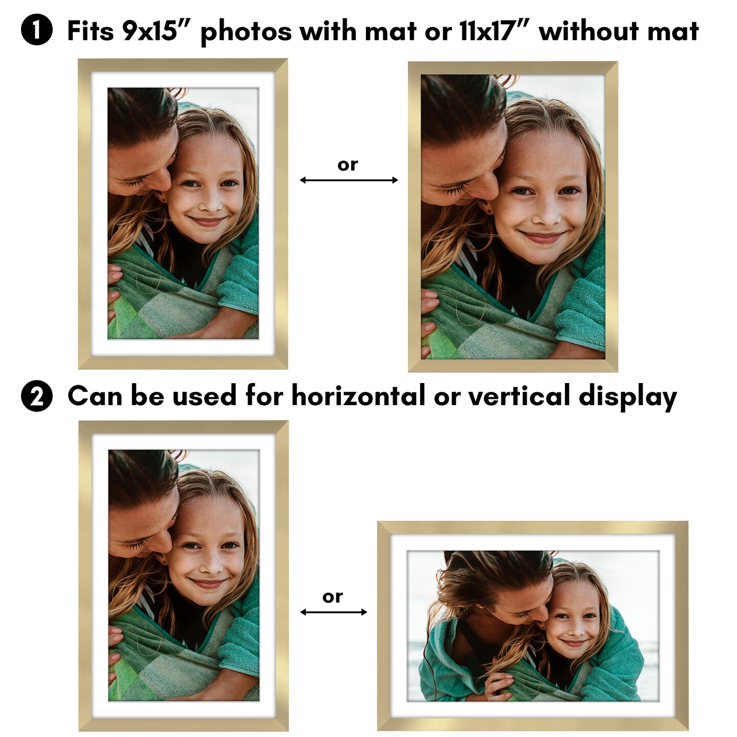 Americanflat Picture Frame Set with Mat - Set of 5 - Photo Frame Set of Five for Wall Display - Plexiglass Cover - Hanging Hardware