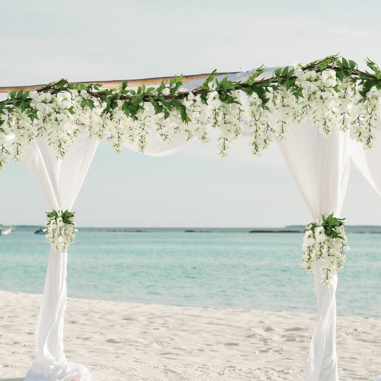 5ft White Wisteria Garland - 3-Pack Silk Flowers &#x26; Foliage, Lifelike Design, Perfect for Weddings, Home &#x26; Event Decor - All-Season Use, Floral Home by Artificial Flowers