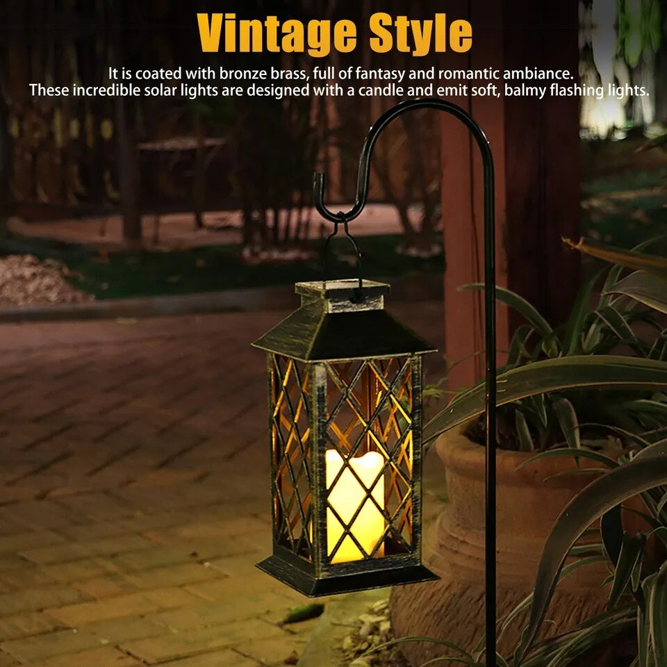 Solar Hanging Lantern LED Lights Outdoor Yard Patio Garden Lamp Waterproof Decor