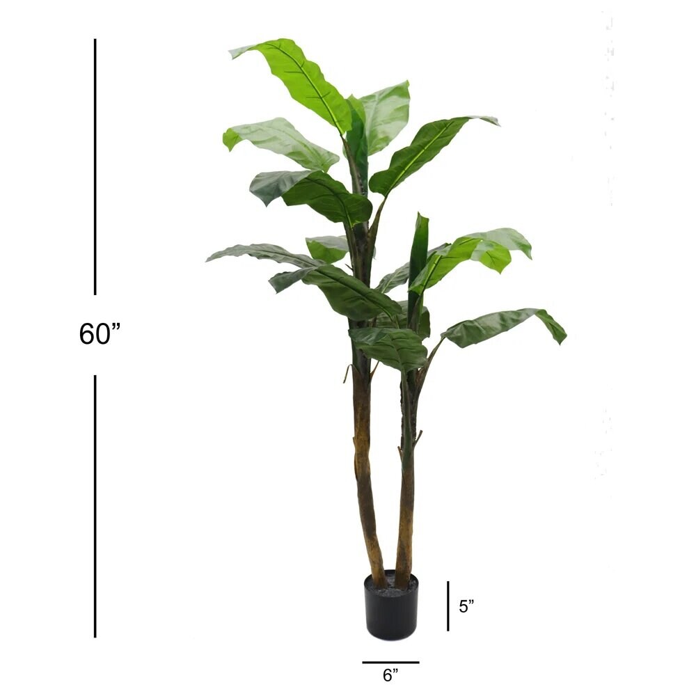 5ft Artificial Banana Palm Tree - Lifelike Indoor Faux Tropical Plant, Perfect for Home or Office Decor, Floral Home by Artificial Flowers