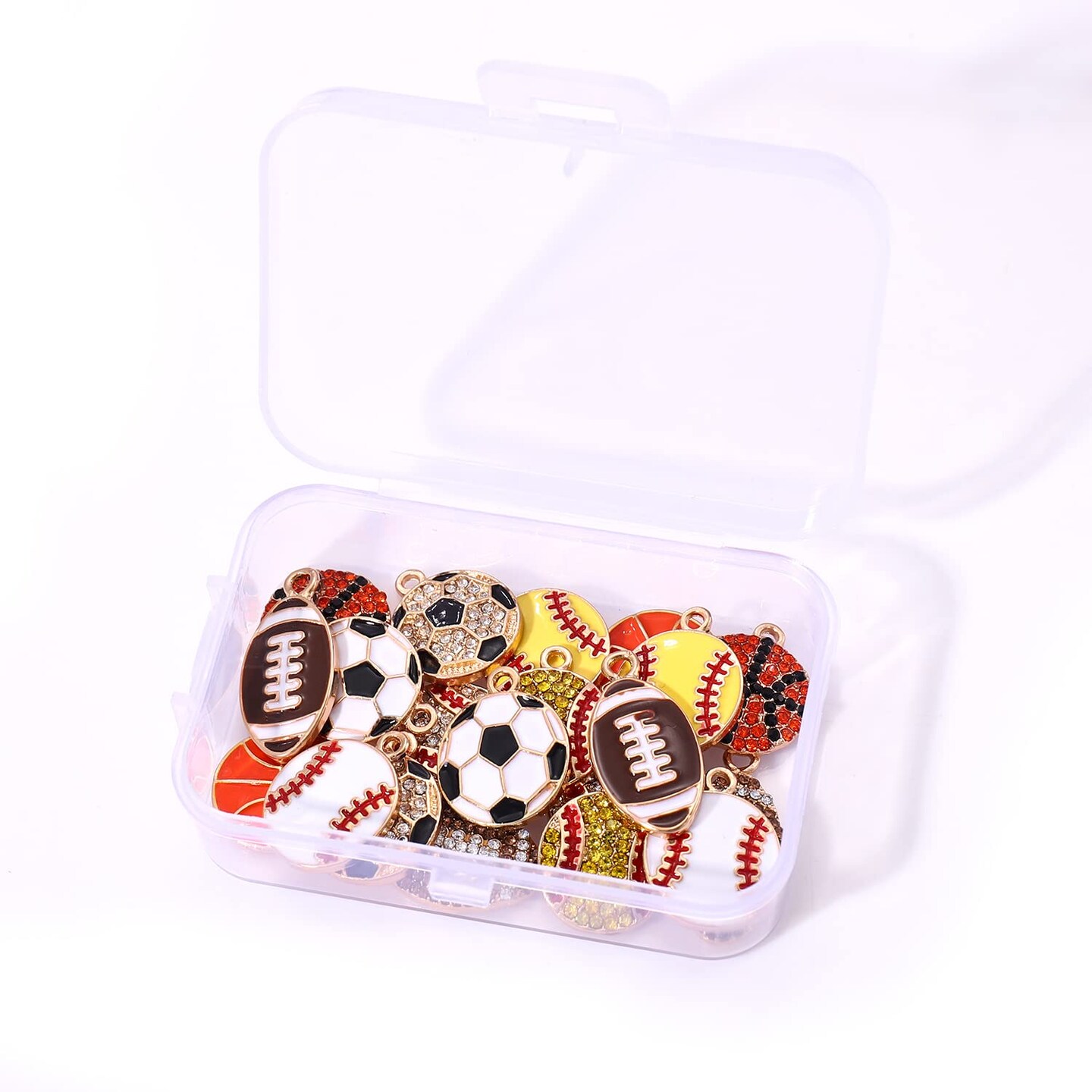 20 Pieces Sports Charms Enamel Basketball Baseball Pendant Charms for Jewelry Making Rhinestone Ball Game Softball Charms for Necklace Bracelet Earrings DIY Crafts (Set 1)