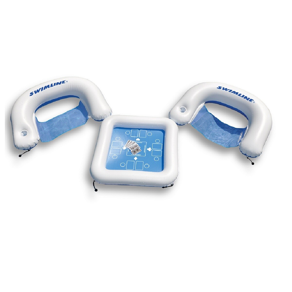 Pool Central 3-Piece Inflatable Poker Table and Chairs with Waterproof Playing Cards