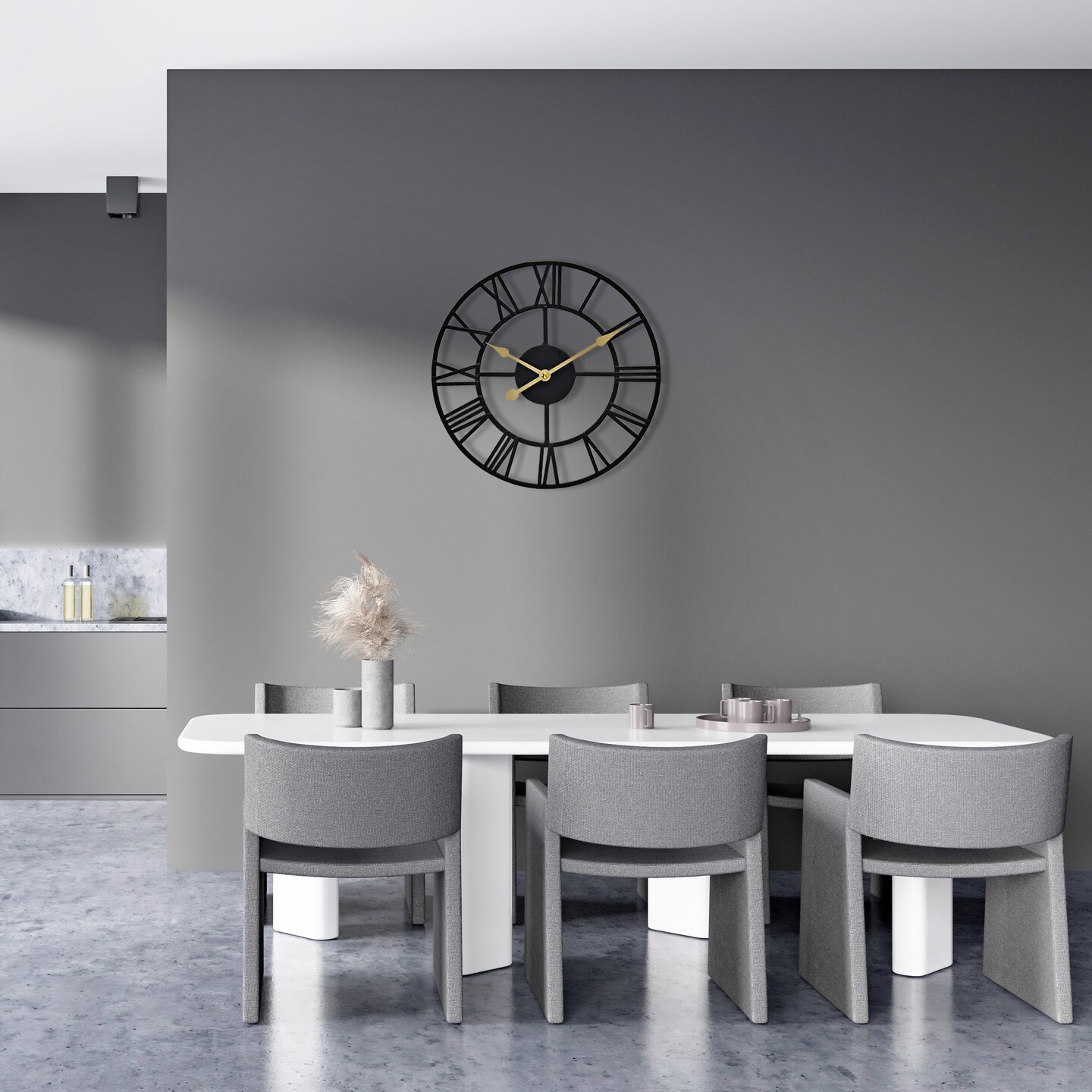 Sorbus 16&#x22; Oversized Black Metal Decorative Analog Round Wall Clock - Beautifully decorate any wall space in the household