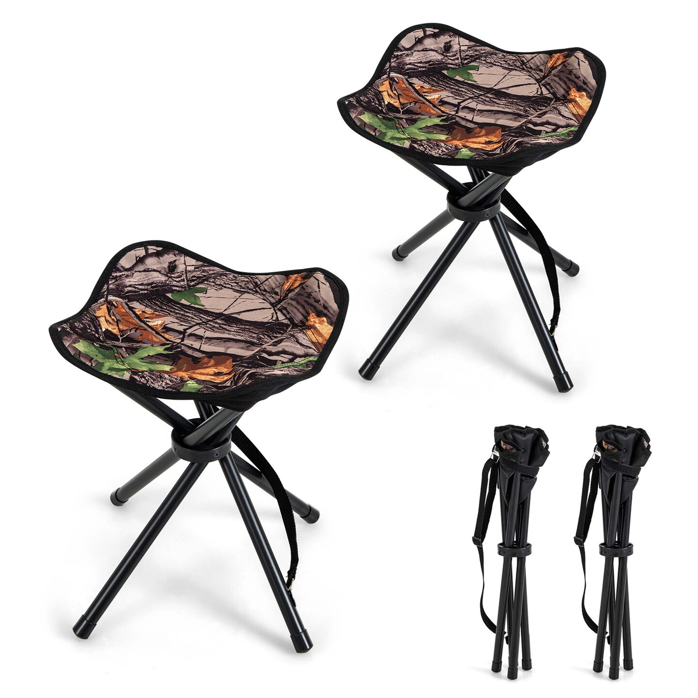 Costway 2 Pack Folding Hunting Stool Lightweight Foldable Outdoor Stool ...