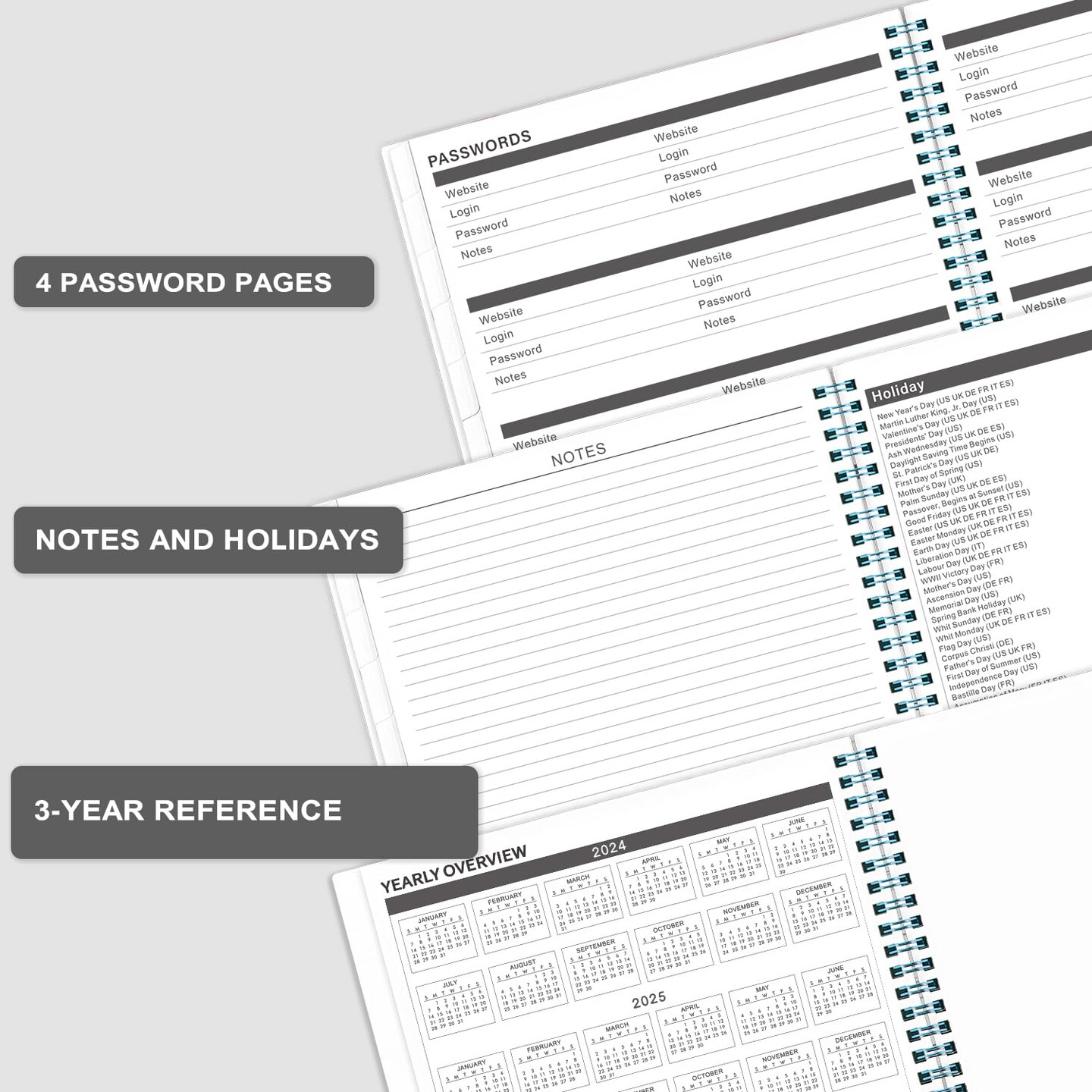 2024-2026 Monthly Planner/Calendar - 3 Year Monthly Planner 2024-2026, 36 Months Planner from Jan 2024 to Dec 2026, 9&#x27;&#x27; x 11&#x27;&#x27;, 36 Months Tabs, Double-Side Pocket, Holidays, Notes Pages