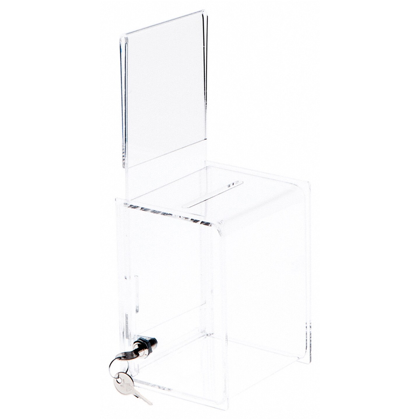Plymor Clear Acrylic Locking Ballot / Collection Box With Sign Holder ...