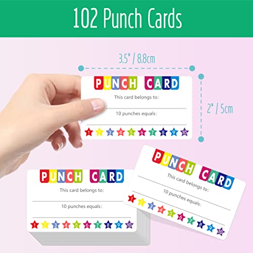 102 Pieces Punch Cards, Star Shaped Incentive Reward Cards Business Size Student Award Cards Boost Creativity &#x26; Skills Development for Business, Classroom, Kids Behavior, Students, Teachers, 3.5&#x201D; x 2&#x201D;