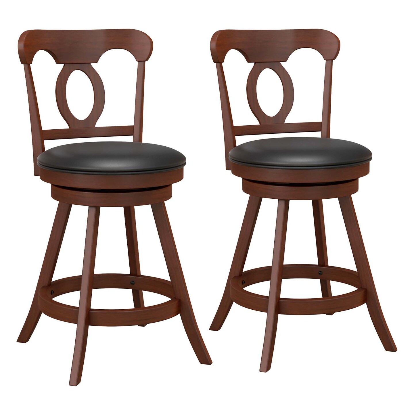 Costway Set of 2 Bar Stools Swivel Counter Height Chairs with