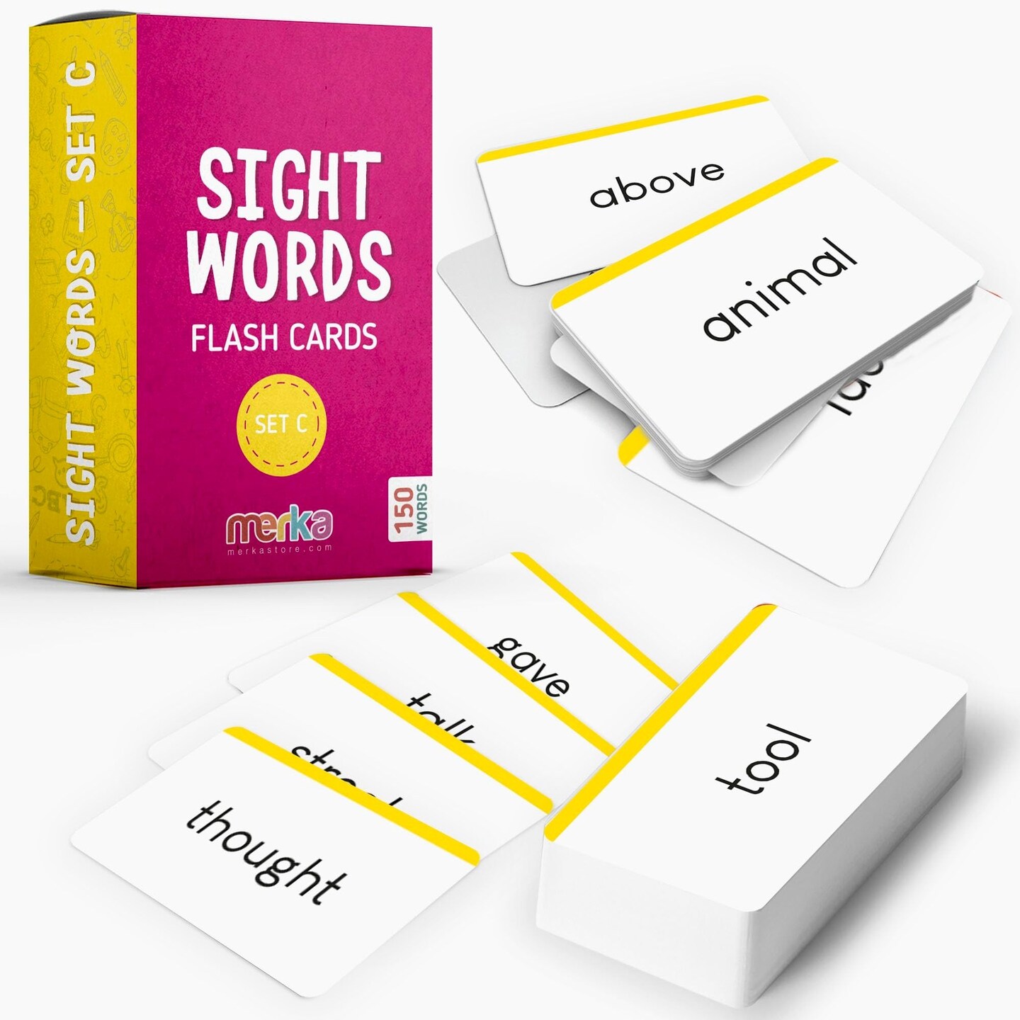 merka Sight Words Flash Cards 1st Grade Learn To Read Reading Flash Cards For Kids First Words Learn To Read Mastering First Words Set of 150 Cards Set C