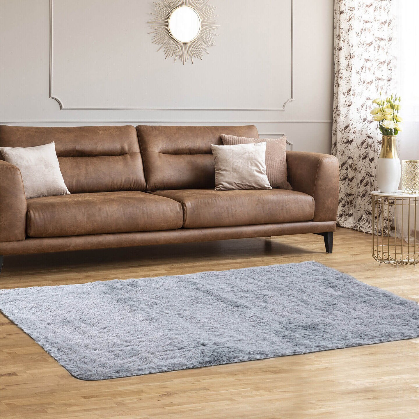 Modern Rectangular Soft Shag Area Rug for Living Room Bedroom