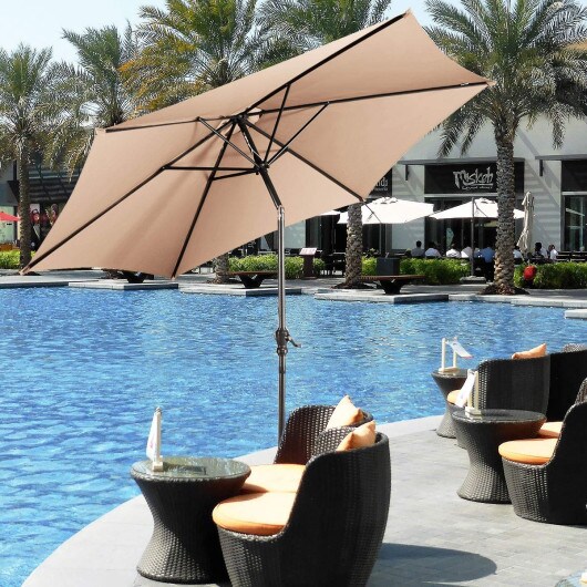 9 ft steel crank and tilt patio umbrella in cafe 9FT with Lift & Tilt Function enhances your outdoor experience with its versatile design and durable construction Autlaycil 9ft Patio umbrella Outdoor