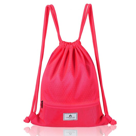 Drawstring Backpack String Bag Foldable Sports Sack with Zipper Pocket